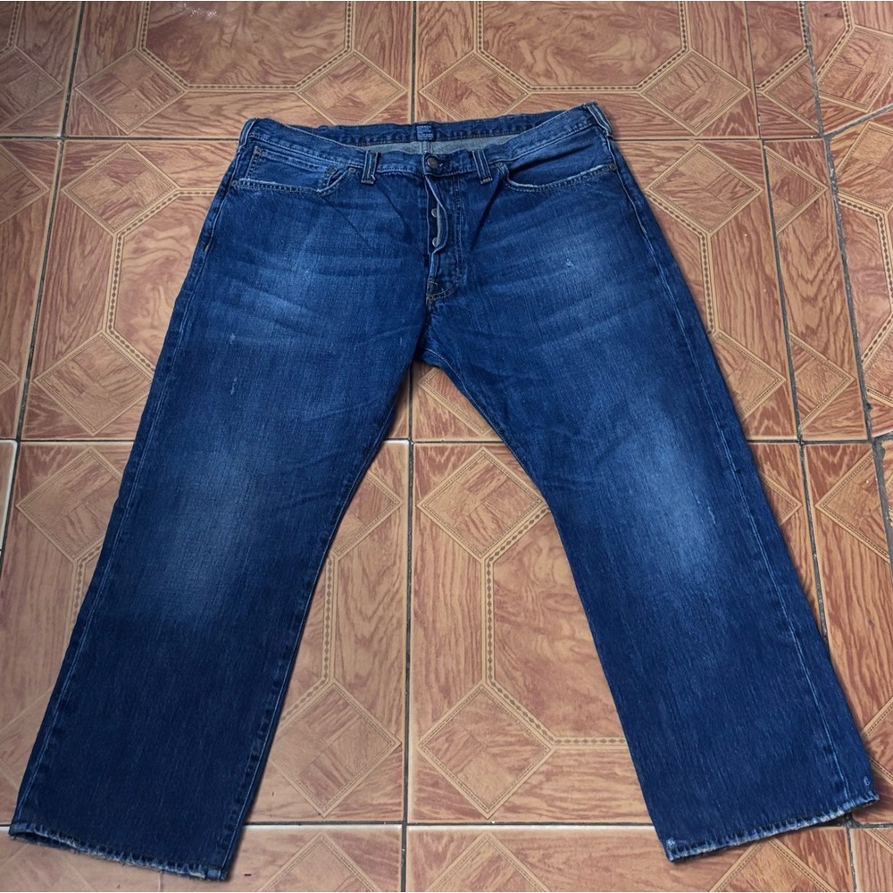 Men’s Polo Ralph Lauren Dark Wash Denim Jeans Size 38x30 Button Fly Distressed